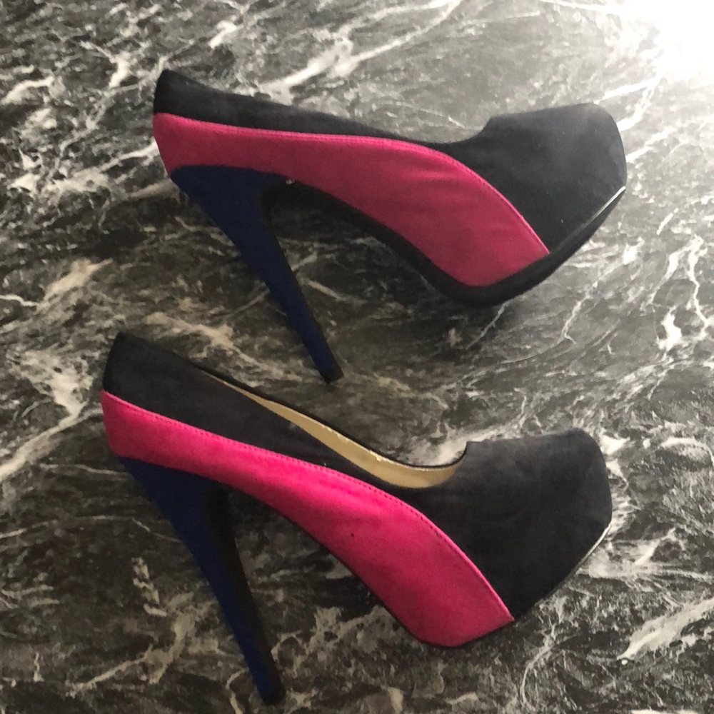 Qupid milti color Pink/Blue/Black heels